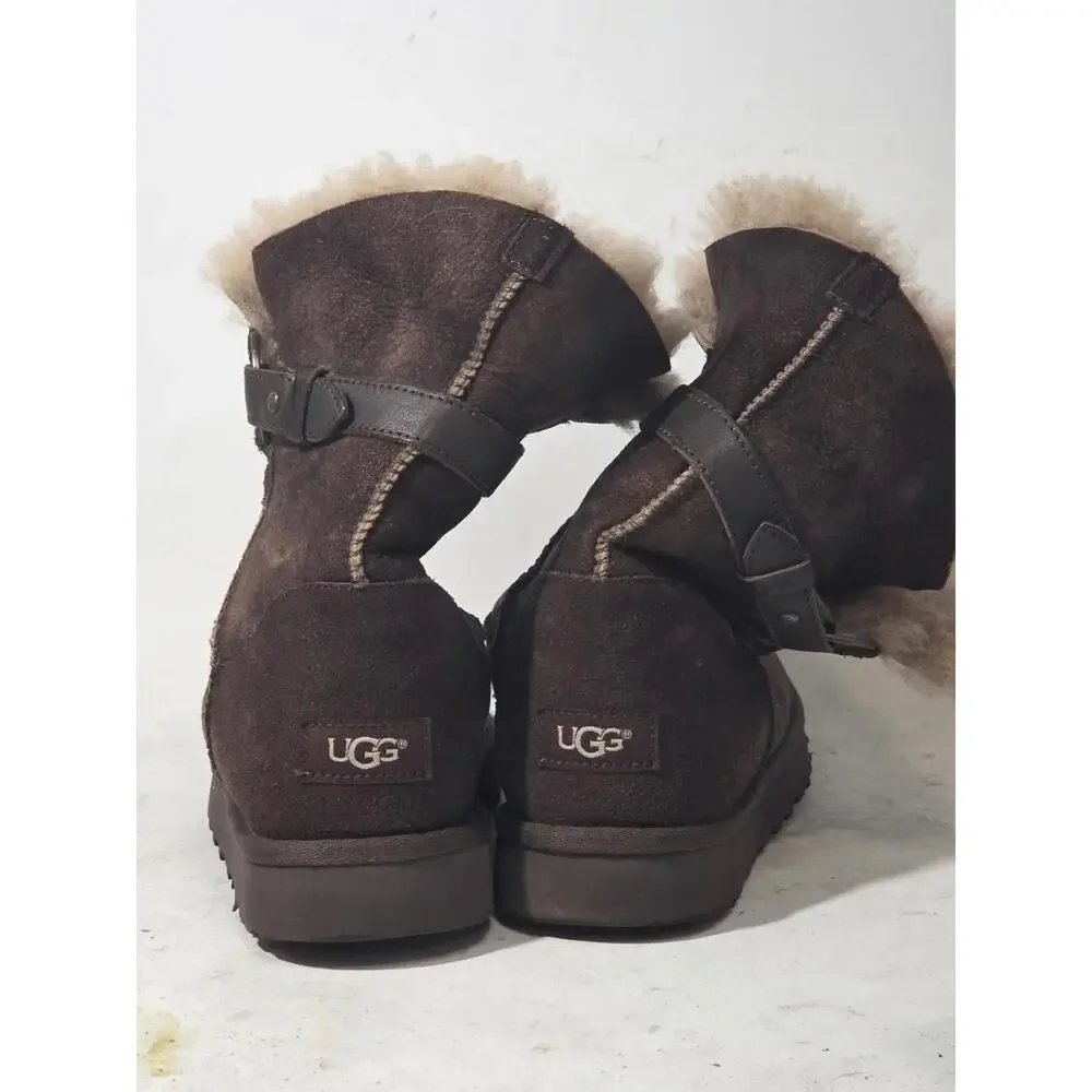 ugg Nash bootie suede brown women's shoes pull on sz 9